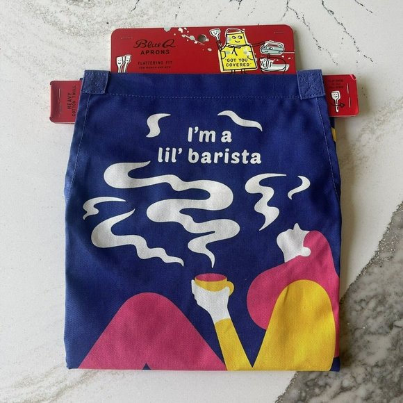 NEW Blue Q Aprons I’m A Lil’ Barista Coffee Cotton Twill Pocket Unisex - Picture 1 of 11